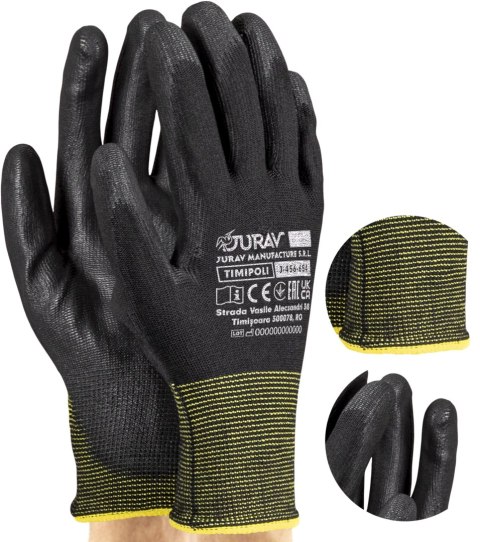 Rękawice Robocze Czarne J-TIMIPOLI_BB - 12 Par (9 - L)