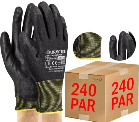 Rękawice Robocze Czarne J-TIMIPOLI_BB - 240 Par (9 - L)