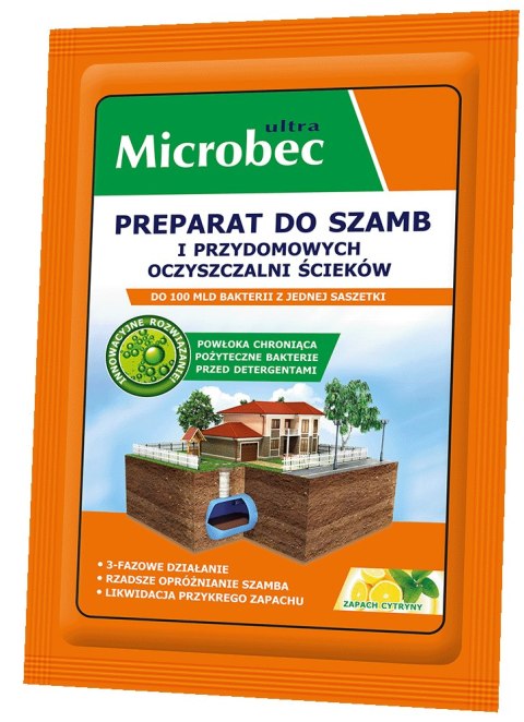 BROS - Microbec ULTRA 25g zapach cytryny - preparat do szamb - 1 szt.