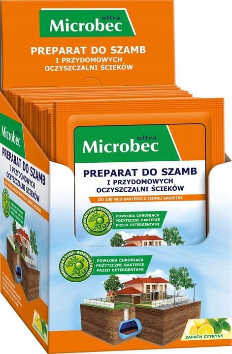 BROS - Microbec ULTRA 25g zapach cytryny - preparat do szamb - 18 szt.