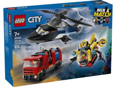 60462 - LEGO City - Zestaw z helikopterem, wozem strażackim i łodzią podwodną