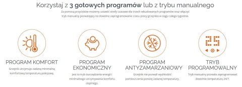 Grzejnik elektryczny WARMTEC EGW-10B 1000W z WiFi biały