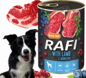Karma Mokra Dla Psów RAFI z Jagnięciną, Borówką i Żurawiną 400g - 48 szt.