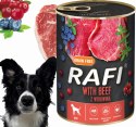 Karma Mokra Dla Psów RAFI z Wołowiną, Borówką i Żurawiną 400g - 48 szt.