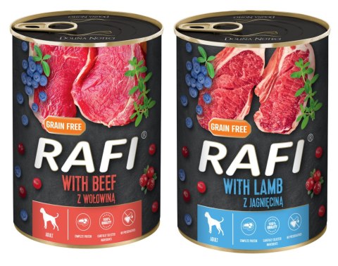 Zestaw 24x400g Karma Mokra Dla Psów RAFI MIX Smaków (Jagnięcina, Wołowina)