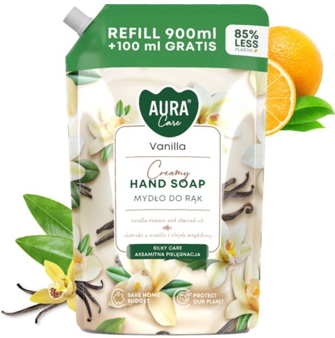 AURA Care Mydło Do Rąk Kremowe Wanilia 1000 ml Uzupełniające AHS-002-003