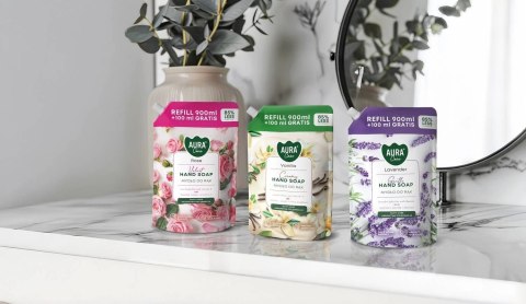AURA Care Mydło Do Rąk Nawilżające Róża 1000 ml Uzupełniające AHS-002-001