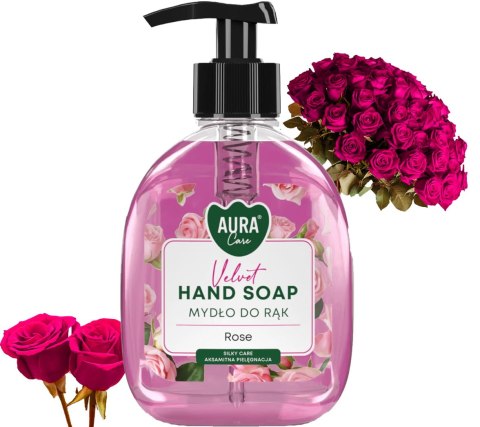 AURA Care Mydło Do Rąk Nawilżające Róża 300 ml Z Dozownikiem AHS-001-001