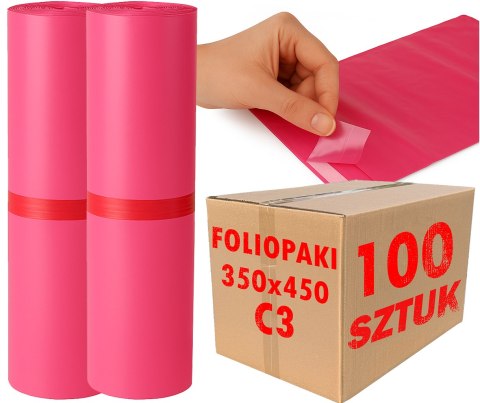 Foliopaki Kurierskie Różowe C3 350x450mm - 100 szt.