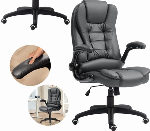 Fotel Biurowy Ze Składanymi Podłokietnikami i Funkcją Odchylania Ciemnoszary PAKO 921-731V81CG