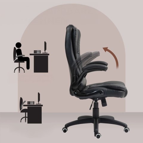 Fotel Biurowy Ze Składanymi Podłokietnikami i Funkcją Odchylania Czarny PAKO 921-731V81BK