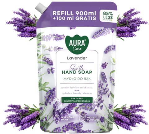Zestaw 3x1000 ml AURA Care Mydło Do Rąk Uzupełniające Lawenda Róża Wanilia