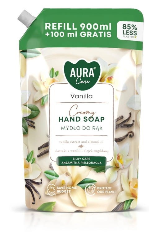 Zestaw 3x1000 ml AURA Care Mydło Do Rąk Uzupełniające Lawenda Róża Wanilia