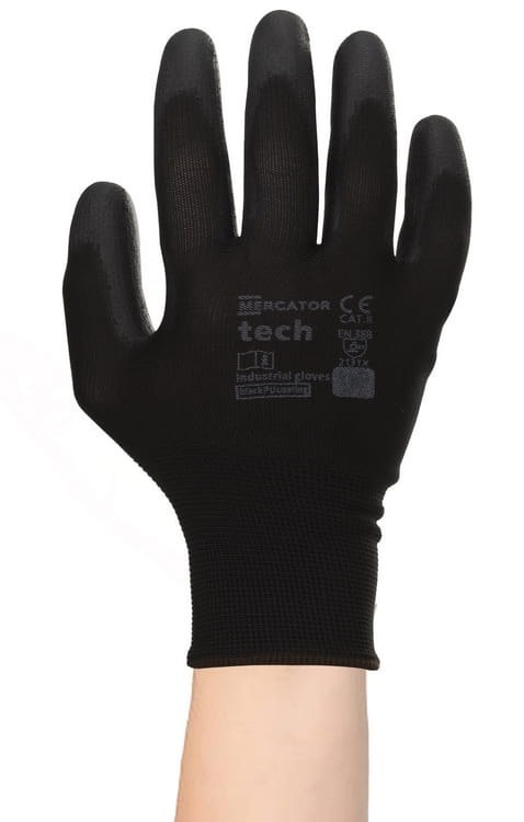 Rękawice Robocze MERCATOR Tech Black+Black PU - 1 Para (8 - M)