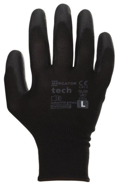 Rękawice Robocze MERCATOR Tech Black+Black PU - 1 Para (8 - M)