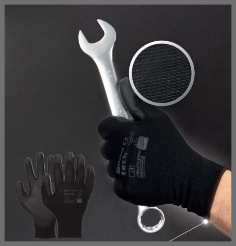 Rękawice Robocze MERCATOR Tech Black+Black PU - 12 Par (7 - S)