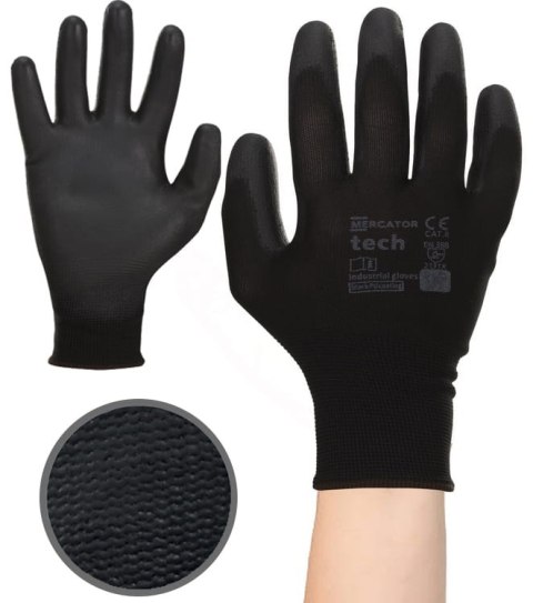 Rękawice Robocze MERCATOR Tech Black+Black PU - 120 Par (10 - XL)