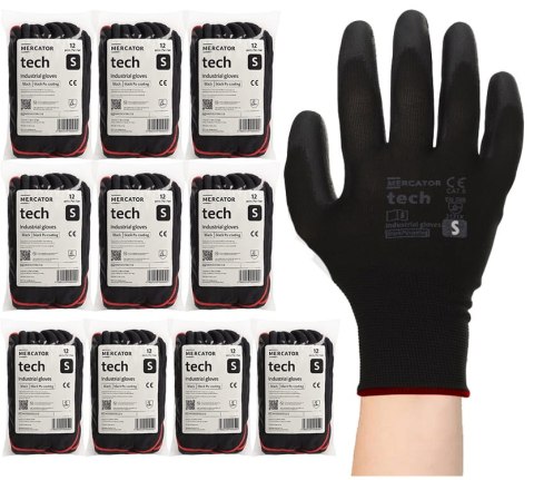 Rękawice Robocze MERCATOR Tech Black+Black PU - 120 Par (10 - XL)