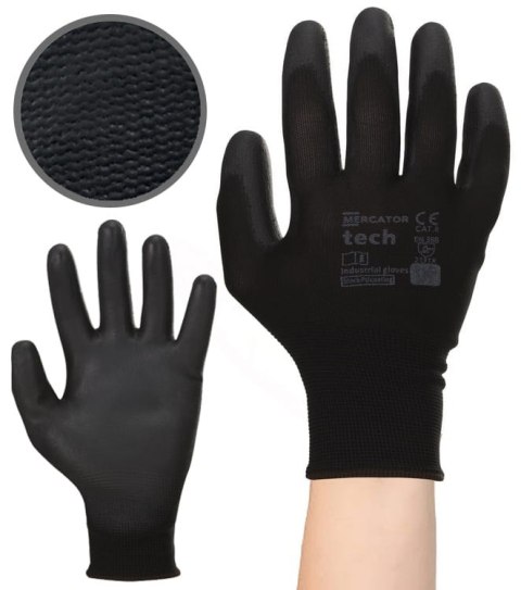 Rękawice Robocze MERCATOR Tech Black+Black PU - 120 Par (8 - M)