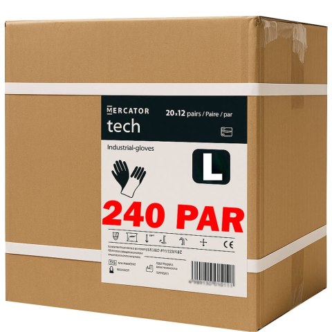 Rękawice Robocze MERCATOR Tech Black+Black PU - 240 Par (10 - XL)