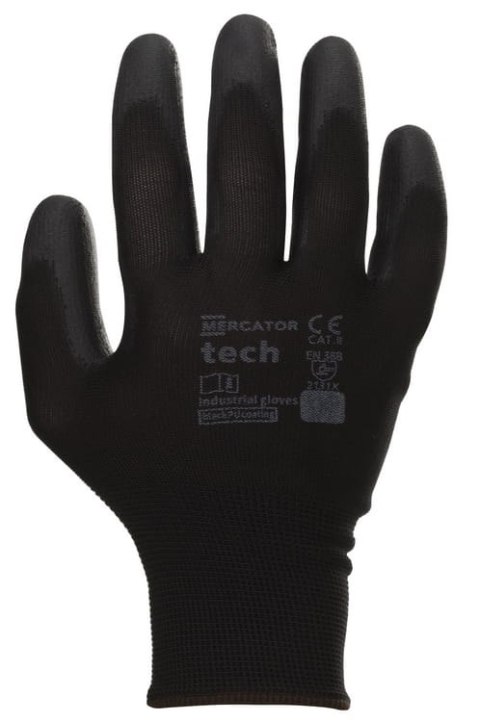 Rękawice Robocze MERCATOR Tech Black+Black PU - 240 Par (8 - M)