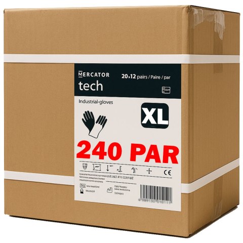 Rękawice Robocze MERCATOR Tech Black+Black PU - 240 Par (8 - M)
