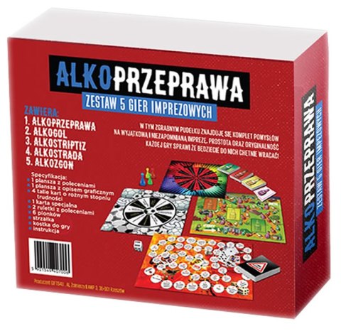 Gra Planszowa Dla Dorosłych - ALKOPRZEPRAWA - Zestaw 5 Gier Imprezowych