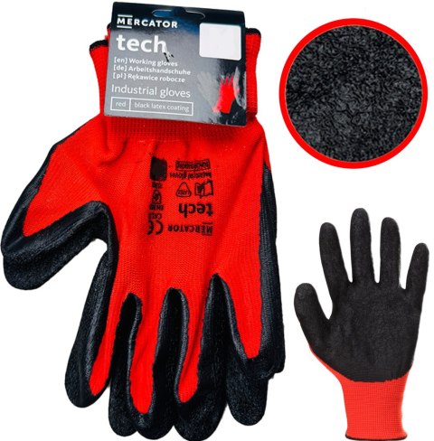 Rękawice Robocze MERCATOR Tech Red+Black Latex - 1 Para (8 - M)