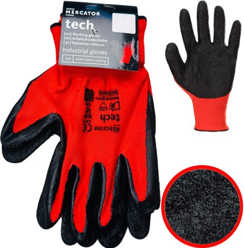 Rękawice Robocze MERCATOR Tech Red+Black Latex - 1 Para (8 - M)