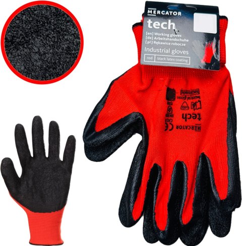 Rękawice Robocze MERCATOR Tech Red+Black Latex - 1 Para (9 - L)