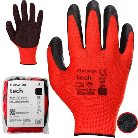 Rękawice Robocze MERCATOR Tech Red+Black Latex - 12 Par (10 - XL)