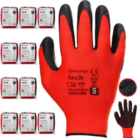 Rękawice Robocze MERCATOR Tech Red+Black Latex - 120 Par (10 - XL)