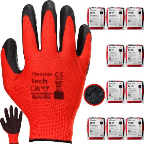 Rękawice Robocze MERCATOR Tech Red+Black Latex - 120 Par (7 - S)