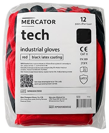 Rękawice Robocze MERCATOR Tech Red+Black Latex - 120 Par (7 - S)