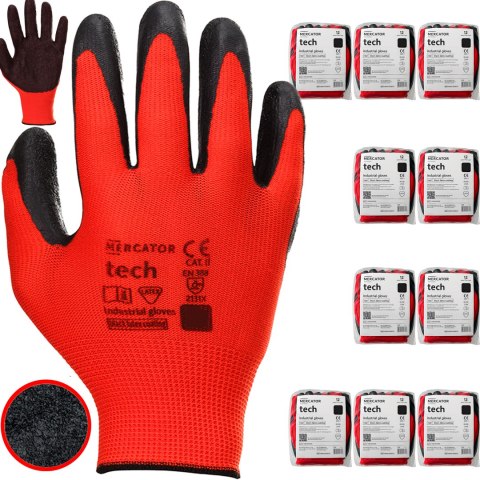 Rękawice Robocze MERCATOR Tech Red+Black Latex - 120 Par (8 - M)