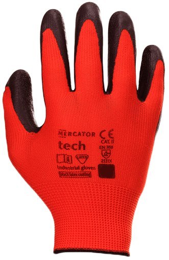 Rękawice Robocze MERCATOR Tech Red+Black Latex - 240 Par (10 - XL)