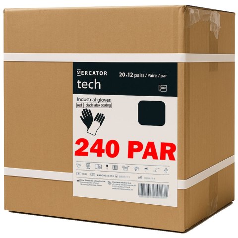 Rękawice Robocze MERCATOR Tech Red+Black Latex - 240 Par (8 - M)