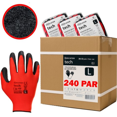 Rękawice Robocze MERCATOR Tech Red+Black Latex - 240 Par (8 - M)