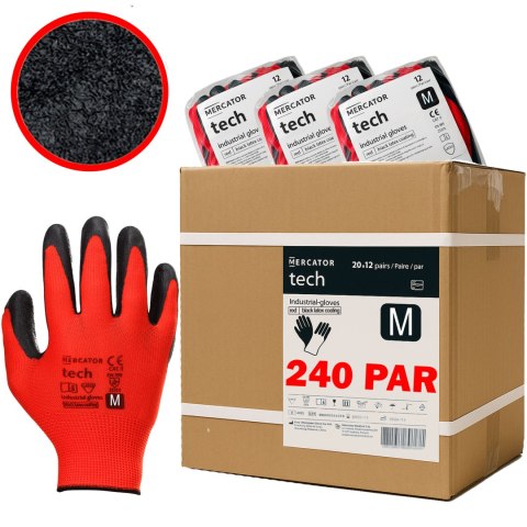 Rękawice Robocze MERCATOR Tech Red+Black Latex - 240 Par (9 - L)