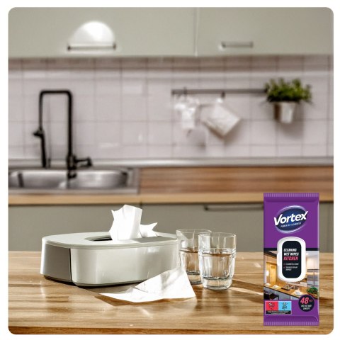 VORTEX Chusteczki nawilżane do kuchni, flip top, 48 sztuk
