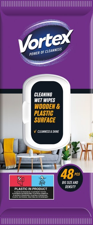 VORTEX Chusteczki nawilżane do mebli, flip top, 48 sztuk