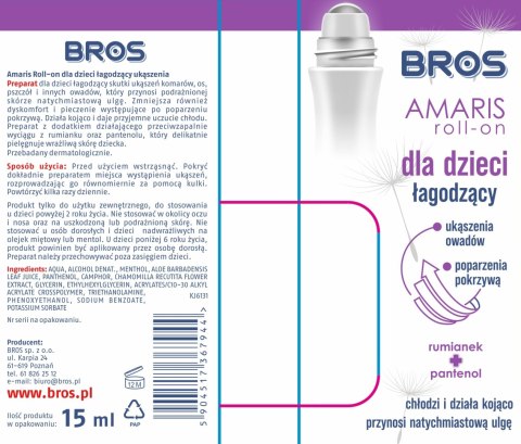 BROS - Amaris - roll-on dla dzieci łagodzący ukąszenia 15ml