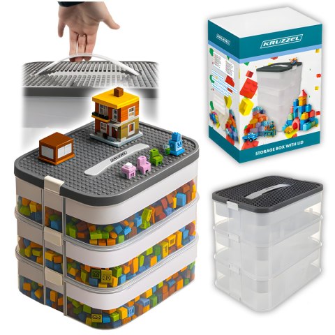 Pudełko Na Klocki- 3 Poziomy 22L Kruzzel 25757