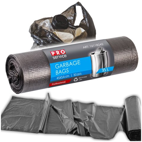 Worki Na Śmieci PRO 45x54 Czarne HD 35L 30 szt.