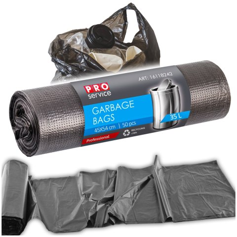 Worki Na Śmieci PRO 45x54 Czarne HD 35L 50 szt.