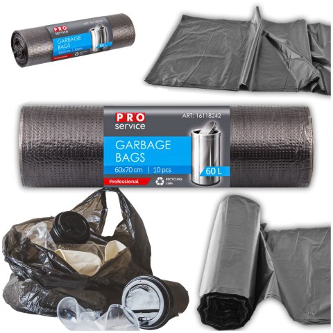 Worki Na Śmieci PRO 60x70 Czarne LD 60L 10 szt.