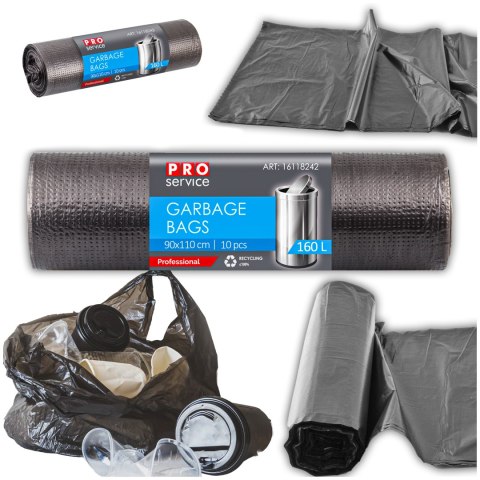 Worki Na Śmieci PRO 90x110 Czarne LD 160L 10 szt.