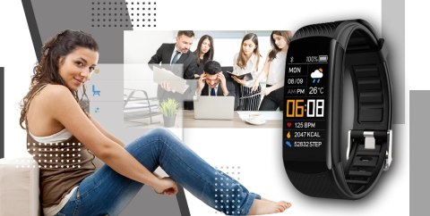 Smartband GIEWONT Fit&GO Duo GW200-2 - Black + Pasek Ice White