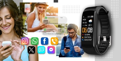 Smartband GIEWONT Fit&GO Duo GW200-2 - Black + Pasek Ice White