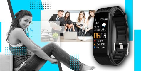 Smartband GIEWONT Fit&GO Duo GW200-7 - Black + Pasek Sky Blue